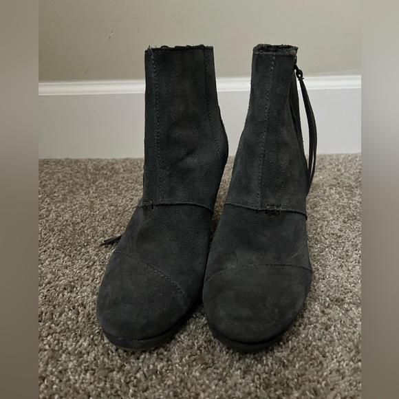 Toms grey suede wedge bootie women’s size 7.5 - Picture 2 of 6